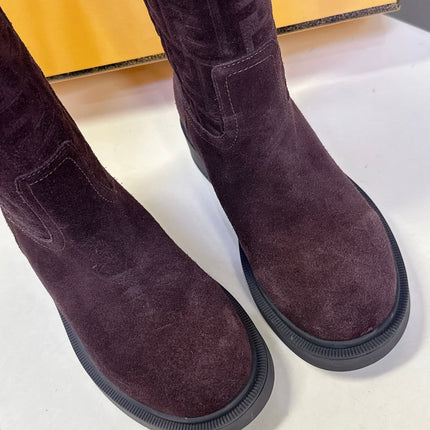 FENDI 25S BOOTS IN DARK CHOCOLATE BROWN SUEDE