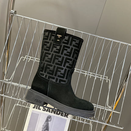 FENDI 25S BOOTS IN BLACK SUEDE
