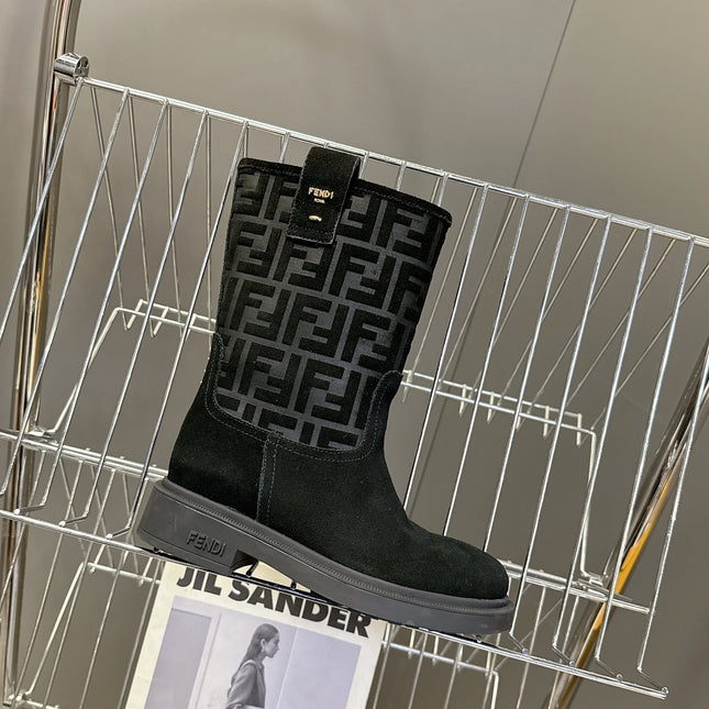 FENDI 25S BOOTS IN BLACK SUEDE