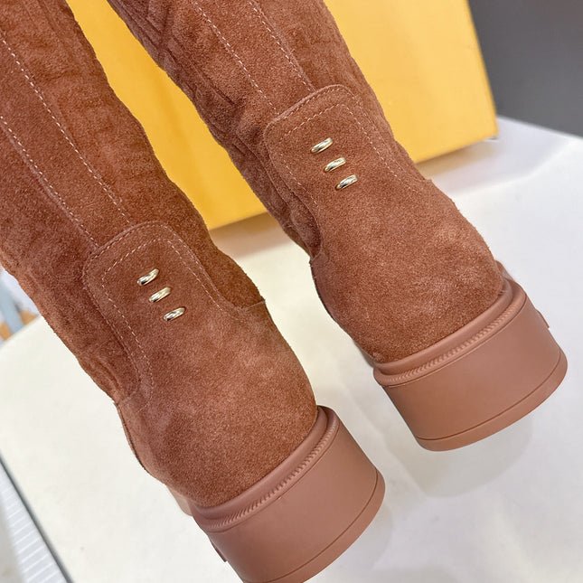 FENDI 25S HIGH-CUT BOOTS IN BROWN SUEDE