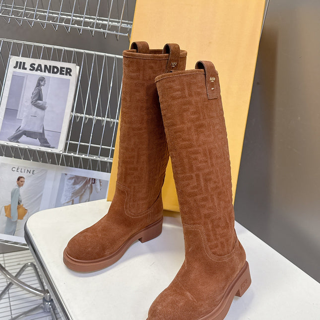 FENDI 25S HIGH-CUT BOOTS IN BROWN SUEDE