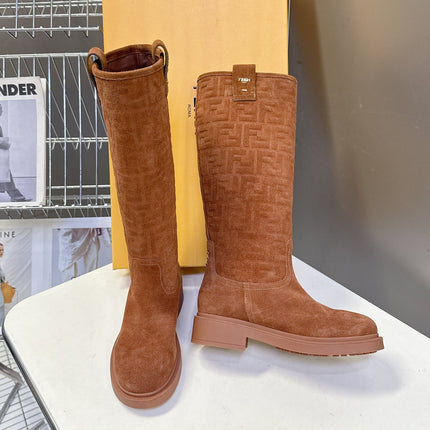 FENDI 25S HIGH-CUT BOOTS IN BROWN SUEDE