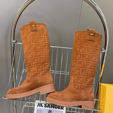 FENDI 25S HIGH-CUT BOOTS IN BROWN SUEDE