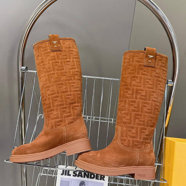FENDI 25S HIGH-CUT BOOTS IN BROWN SUEDE