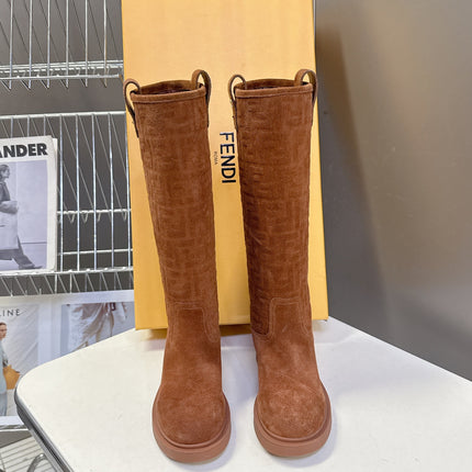 FENDI 25S HIGH-CUT BOOTS IN BROWN SUEDE