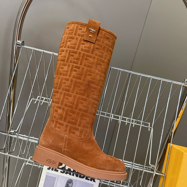 FENDI 25S HIGH-CUT BOOTS IN BROWN SUEDE