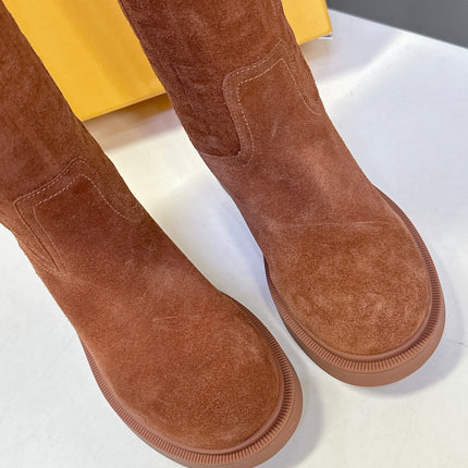 FENDI 25S HIGH-CUT BOOTS IN BROWN SUEDE