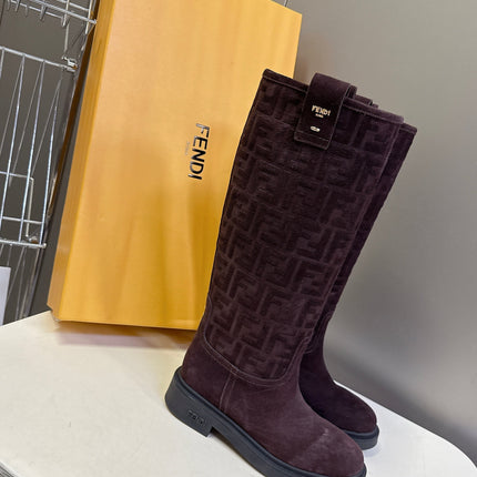 FENDI 25S HIGH-CUT BOOTS IN DARK BROWN SUEDE