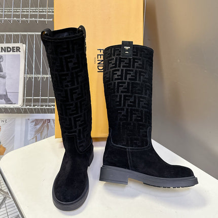 FENDI 25S HIGH-CUT BOOTS IN BLACK SUEDE