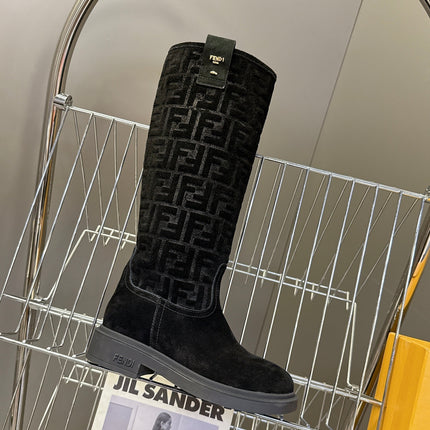 FENDI 25S HIGH-CUT BOOTS IN BLACK SUEDE