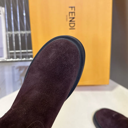 FENDI 25S HIGH-CUT BOOTS IN DARK BROWN SUEDE