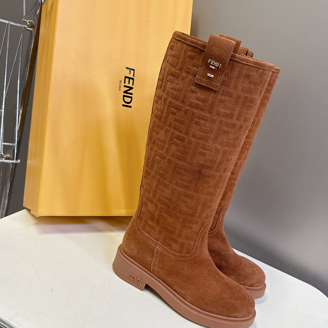FENDI 25S HIGH-CUT BOOTS IN BROWN SUEDE