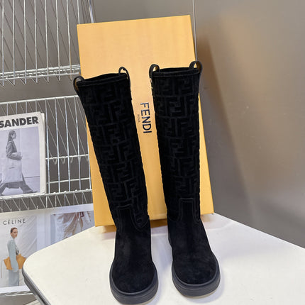 FENDI 25S HIGH-CUT BOOTS IN BLACK SUEDE