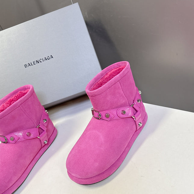 BALENCIAGA 25S ALASKA ANKLE BOOTS IN PINK SUEDE AND LAMBSKIN
