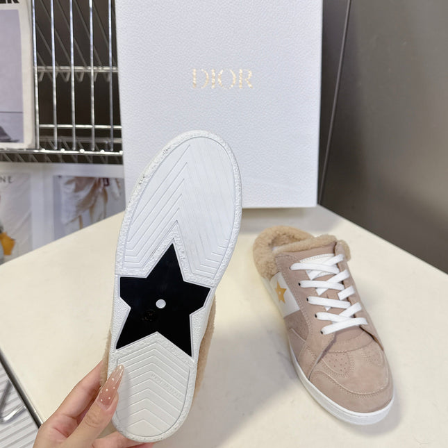 DIOR 25S DIOR STAR SNEAKERS IN NUDE PINK SUEDE AND WOOL