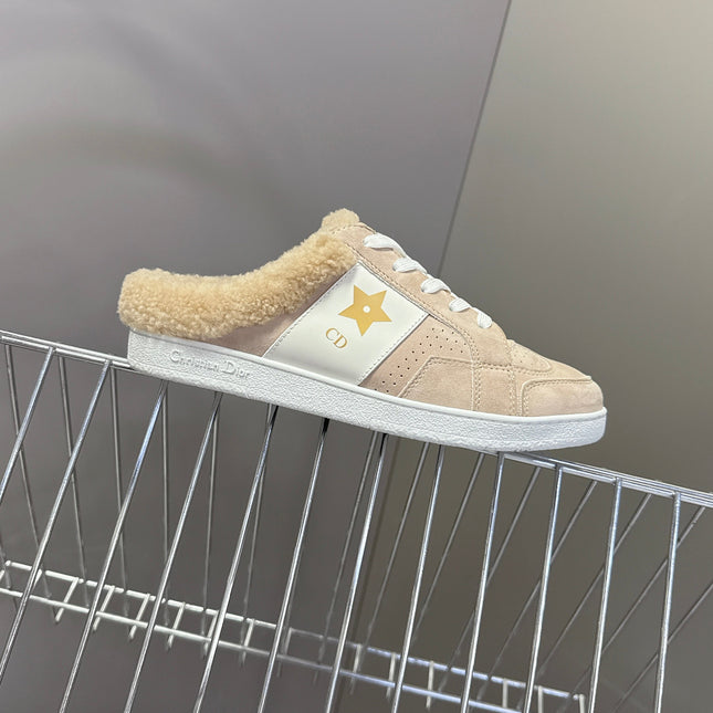DIOR 25S DIOR STAR SNEAKERS IN NUDE PINK SUEDE AND WOOL