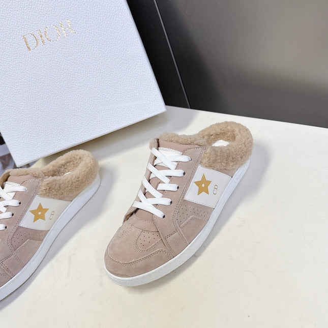 DIOR 25S DIOR STAR SNEAKERS IN NUDE PINK SUEDE AND WOOL