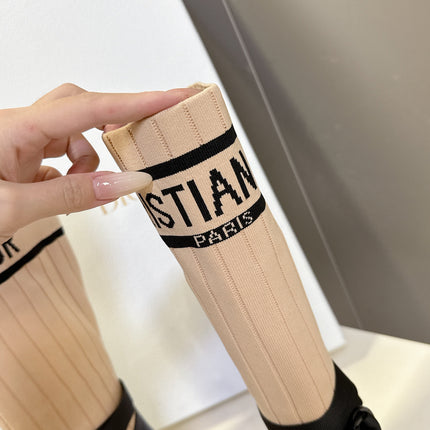 DIOR 25S D-MAJOR ANKLE BOOTS IN BLACK CALFSKIN AND LIGHT BEIGE FABRIC