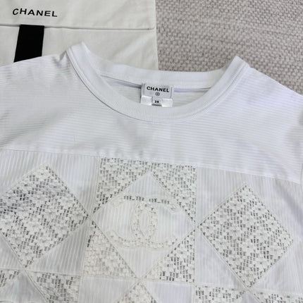 CC 25 Appliqué Short Sleeves T-shirt White Cotton