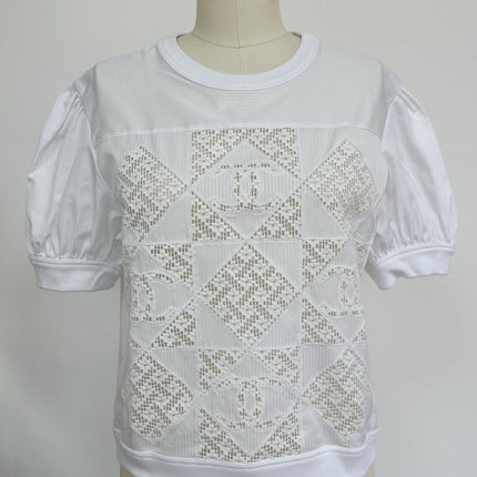 CC 25 Appliqué Short Sleeves T-shirt White Cotton