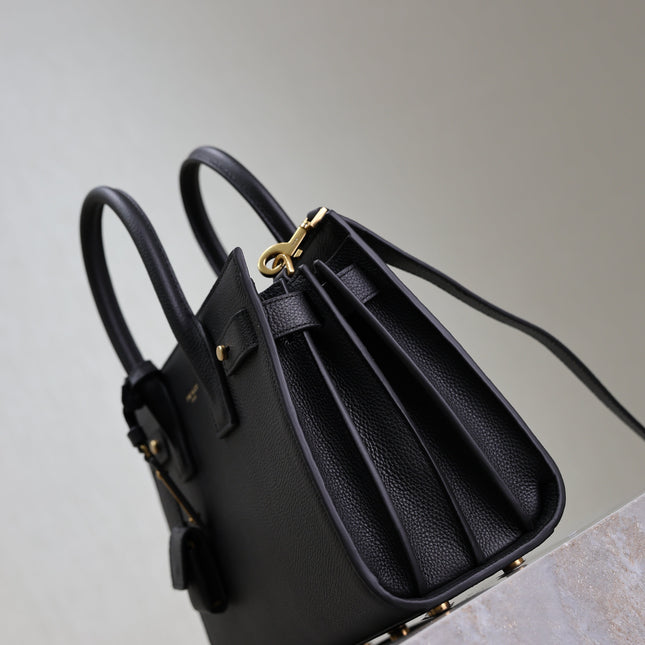 YSL 25S SAC DE JOUR MM 26 IN BLACK SUPPLE GRAINED CALFSKIN GOLD HARDWRE