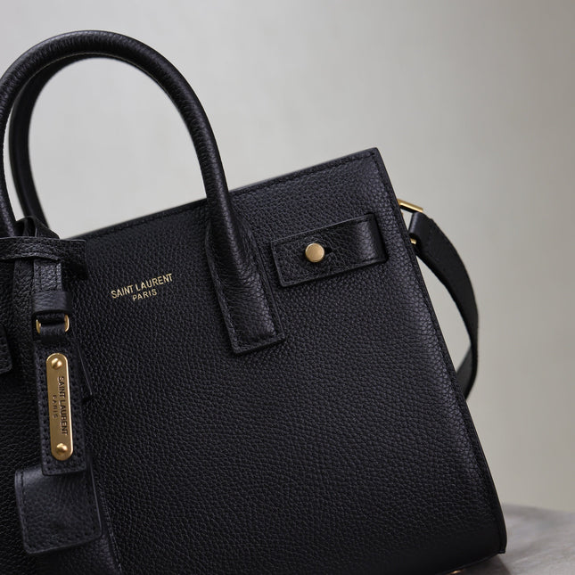 YSL 25S SAC DE JOUR 22 IN BLACK SUPPLE GRAINED CALFSKIN GOLD HARDWRE