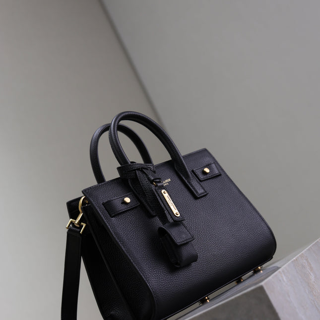 YSL 25S SAC DE JOUR 22 IN BLACK SUPPLE GRAINED CALFSKIN GOLD HARDWRE