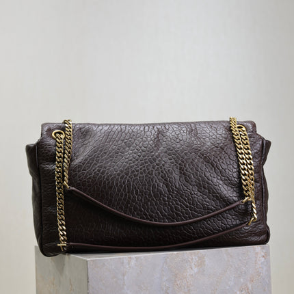 YSL 25S CALYPSO GM 38 IN DARK CHOCOLATE CALFSKIN GOLD HARDWRE