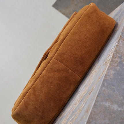 YSL 25S CALYPSO GM 38 IN DARK CARAMEL SUEDE GOLD HARDWRE