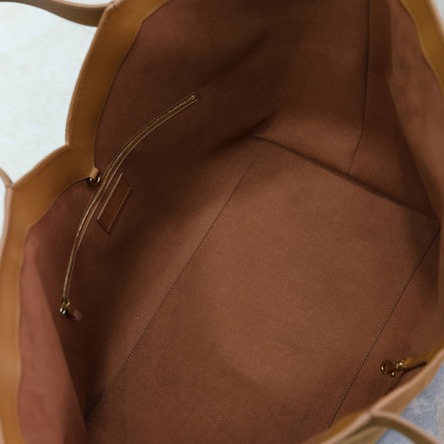 YSL 25S Y MAXI TOTE 50 IN CARAMEL SUEDE GOLD HARDWRE