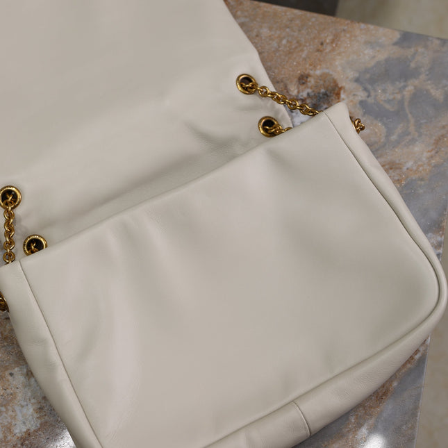 YSL 25S JAMIE 4.3 29 IN BLANC VINTAGE LAMBSKIN GOLD HARDWRE