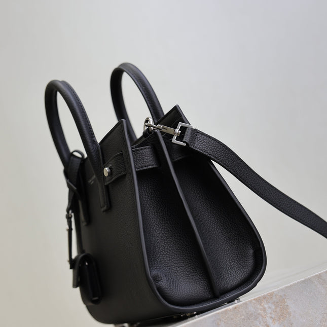 YSL 25S SAC DE JOUR 22 IN BLACK GRAINED CALFSKIN SILVER HARDWRE
