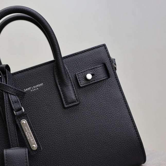 YSL 25S SAC DE JOUR 22 IN BLACK GRAINED CALFSKIN SILVER HARDWRE