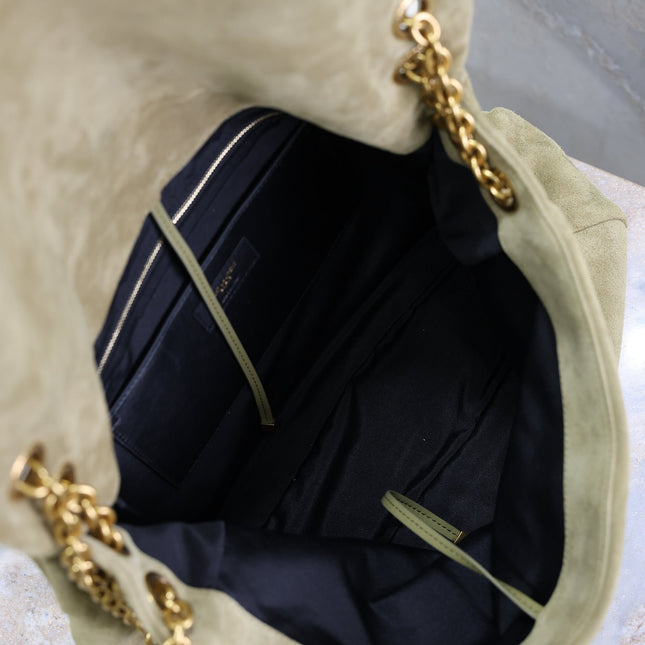 YSL 25S LARGE JAMIE 43 IN MUTED KHAKI SUEDE GOLD HARDWRE