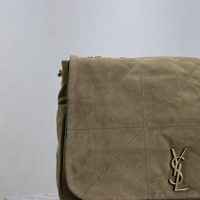 YSL 25S LARGE JAMIE 43 IN MUTED KHAKI SUEDE GOLD HARDWRE