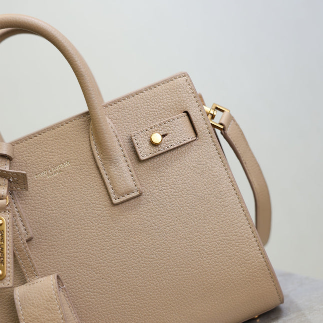 YSL 25S SAC DE JOUR 22 IN DARK BEIGE SUPPLE GRAINED CALFSKIN