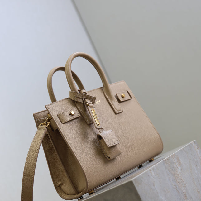 YSL 25S SAC DE JOUR 22 IN DARK BEIGE SUPPLE GRAINED CALFSKIN