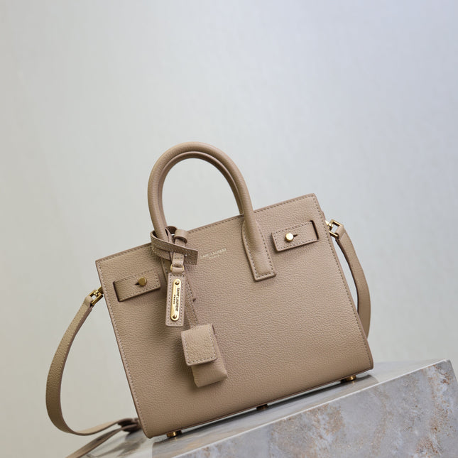 YSL 25S SAC DE JOUR 22 IN DARK BEIGE SUPPLE GRAINED CALFSKIN