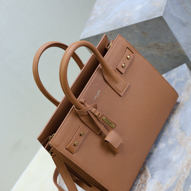 YSL 25S SAC DE JOUR GM 32 IN CHESTNUT BROWN SUPPLE GRAINED CALFSKIN