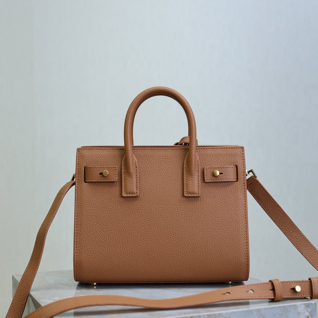 YSL 25S SAC DE JOUR 22 IN CHESTNUT BROWN SUPPLE GRAINED CALFSKIN