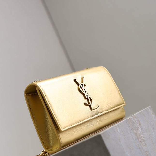 YSL 25S KATE BAG 20 IN GOLD METALLIC CALFSKIN GOLD HARDWRE