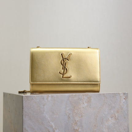 YSL 25S KATE BAG 20 IN GOLD METALLIC CALFSKIN GOLD HARDWRE