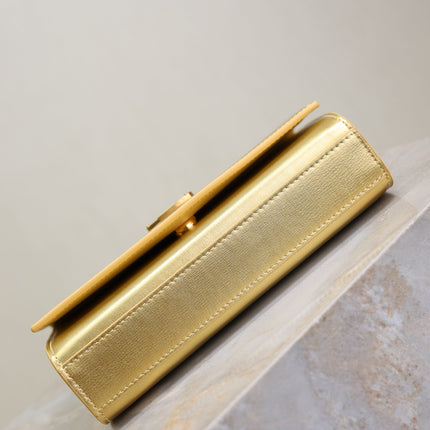 YSL 25S KATE BAG 20 IN GOLD METALLIC CALFSKIN GOLD HARDWRE