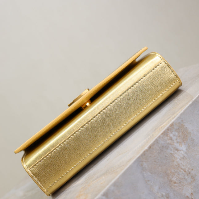 YSL 25S KATE BAG 20 IN GOLD METALLIC CALFSKIN GOLD HARDWRE