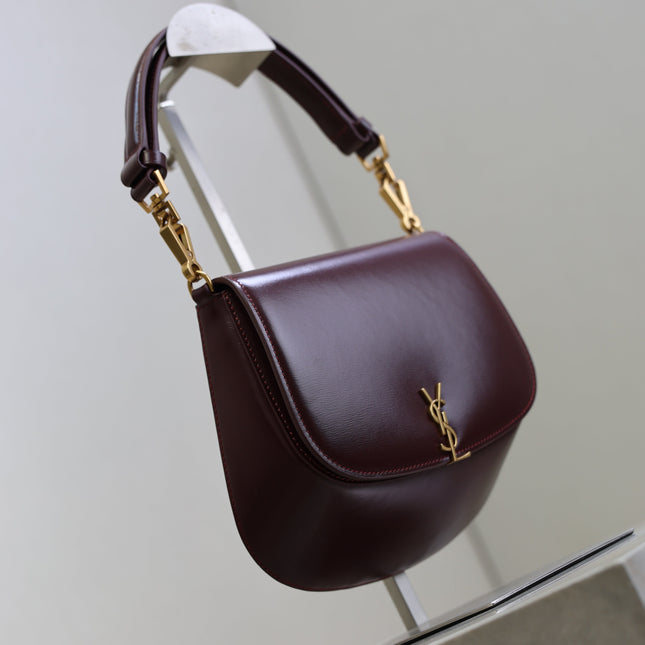 YSL 25S MINI VOLTAIRE 21 IN ROUGE CABERNET CALFSKIN SAINT LAURENT GOLD HARDWRE