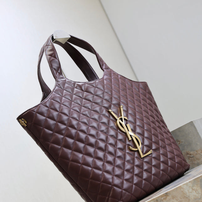 YSL 25S ICARE 27 IN ROUGE CABERNET QUILTED CALFSKIN GOLD HARDWRE