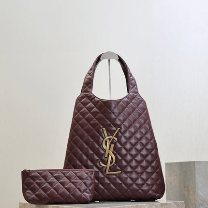YSL 25S ICARE 27 IN ROUGE CABERNET QUILTED CALFSKIN GOLD HARDWRE
