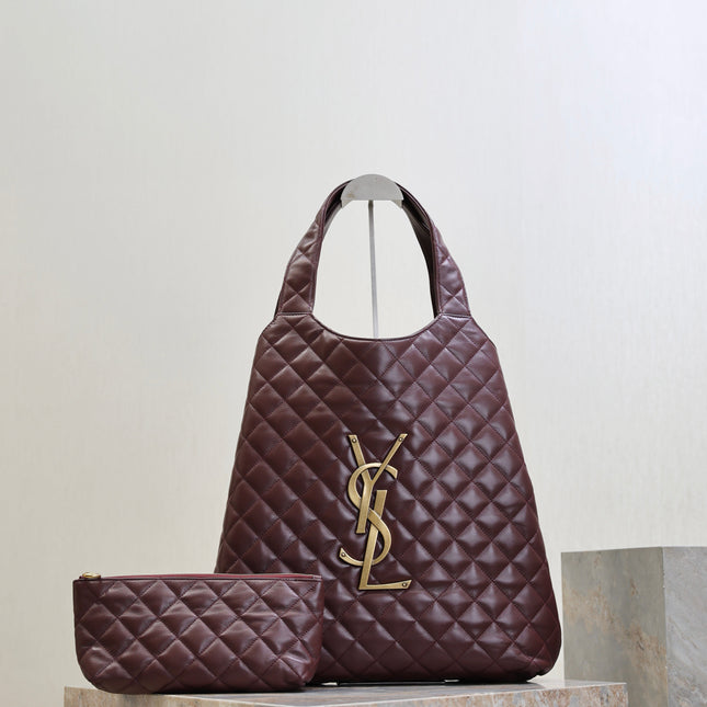YSL 25S ICARE 27 IN ROUGE CABERNET QUILTED CALFSKIN GOLD HARDWRE