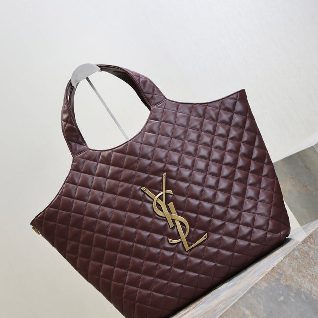 YSL 25S ICARE 27 IN ROUGE CABERNET QUILTED CALFSKIN GOLD HARDWRE