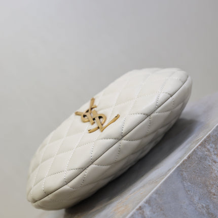 YSL 25S ICARINO 17 IN WHITE QUILTED CALFSKIN GOLD HARDWRE